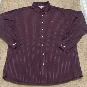 Cinch Western Hemd Herren L weinrot Micro Dot Button Down Langarm Rodeo - Bild 1 von 7