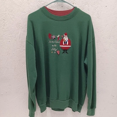 Pulôver de Natal vintage bordado Papai Noel feminino GG - Imagem 1 de 4