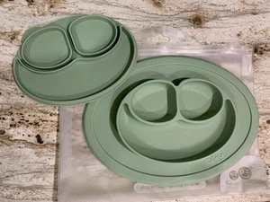 Ezpz Mini Mat Silicone Suction Placemat and Plate with  Lid And Travel Bag. Sage - Picture 1 of 2