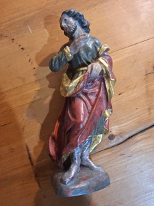 alte Heiligenfigur Holz heilige Josef , geschnitzt, farbig gefaßt - Bild 1 von 4