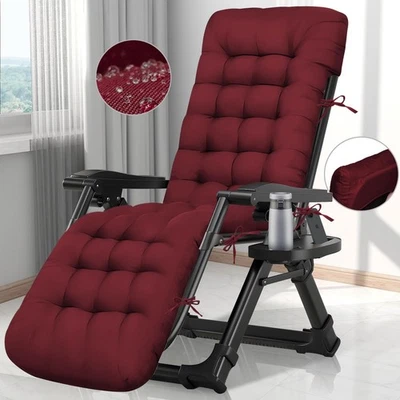 Cojín impermeable para chaise lounge de exterior 66x21x4 pulgadas con lazos rojo Foto 1 de 4