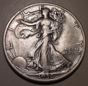 1936-S San Francisco Mint 50C 90% Walking Liberty Half Dollar (#36h-12546) - Picture 1 of 2