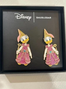 Disney BaubleBar Daisy Duck Storybook Princess Halloween Earrings Pink Glitter - Picture 1 of 1
