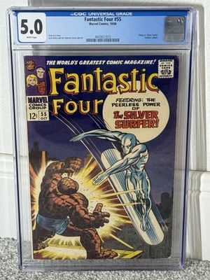 Fantastic Four #55~4th Silver Surfer~Classic Battle Issue~CGC 5.0~White Pages - Image 1 of 4