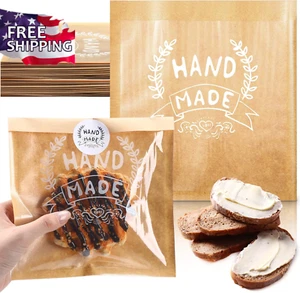 50 Kraft Paper Bags with Window - Small Brown Bakery Treat Bags for Cookie, Choc - Picture 1 of 12