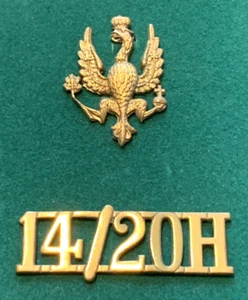 14th/20th Kings Hussars Cap Badge and Shoulder Title Genuine - Picture 1 of 4