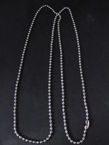 Silver Tone Long Beaded Chain Necklace - Picture 1 of 5