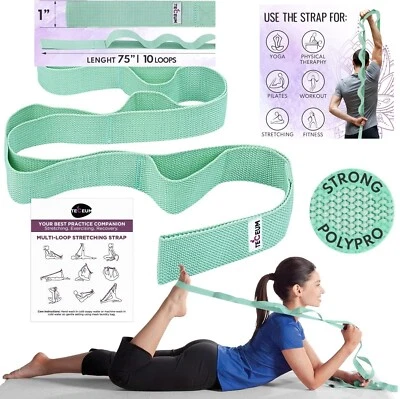 Stretching Strap 10 Loops 75" Physical Therapy Yoga Exercise Workouts Pilates - Image 1 of 4