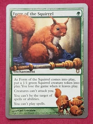 Magic The Gathering UNHINGED FORM OF THE SQUIRREL green card MTG - Image 1 of 2