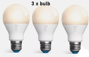 3x Ring A19 Smart LED Light Bulb 800 Brightness Lumens Indoor / Outdoor Use - Picture 1 of 3
