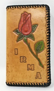 Vintage 70's Leather Wallet with Roses Marked "Irma" - Picture 1 of 5