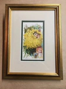 Original 1895 Advertising Card Girl In A Peony Matted And Framed - Bild 1 von 8
