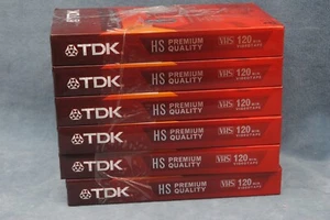 JUEGO DE LOTE ANTIGUO DE 6 CINTAS VHS 120 TDK HS CALIDAD PREMIUM, TODAS SIN ABRIR - Imagen 1 de 1