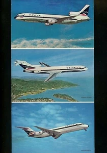 Oversized postcard Delta Fleet Ariplanes Boeing Lockheed Douglas tri fold card - Picture 1 of 2
