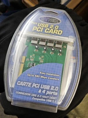 Dynex DX-UC104 (4-Port) USB 2.0 PCI Desktop Card Host Adapter NIB NEW - Image 1 of 3
