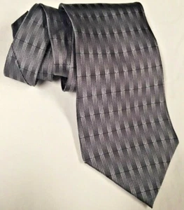 Silk Neck Tie ZIGGURAT by Mulberry Neckwear Gray GEOMETRIC PRINTED EUC Grey - Picture 1 of 2