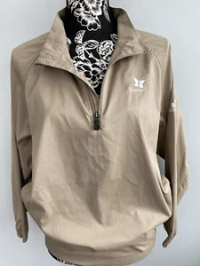 Adidas Girls XL Tan Pull Over Lightweight Jacket In Tan With A 1/4 Zip Very Nice - Picture 1 of 8