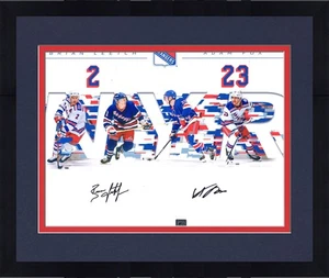 Framed Brian Leetch & Adam Fox New York Rangers Signed 16" x 20" Dual Photo - Picture 1 of 1