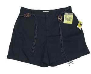 Lee Just Below The Waist Shorts Womens Size 12 Med Belt Stretch Black - Picture 1 of 12