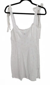 ASOS DESIGN Women’s Mini Dress White Eyelet Cotton Tie Strap Size 6 Tall - Picture 1 of 6