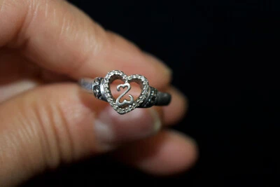 Anillo Jane Seymour JWBR Plata Esterlina 925 Corazón Abierto .08 TCW Diamantes Talla 6.75 Foto 1 de 4