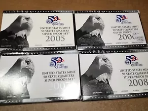 2005-2008-Washington SILVER Proof State Quarter 4 Sets 90% Silver Coin-030923-52 - Picture 1 of 2