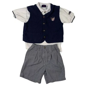 VTG 90s Y2K Kid Code 3-Piece Set Sweater Vest Polo Shorts Boy’s Size 6 - Picture 1 of 13