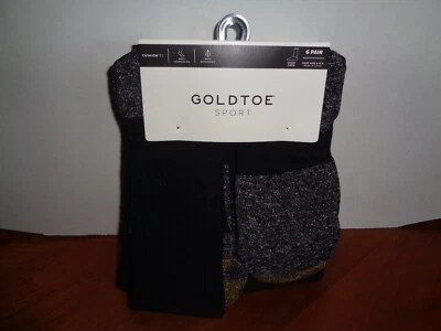 Paquete de 6 calcetines cortos GoldToe deportivos que absorben la humedad negros para hombre talla 6-12,5 Foto 1 de 3