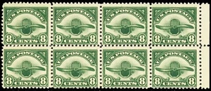 C4, Mint Fine NH 8¢ Block of Eight Airmail Stamps * Stuart Katz - Picture 1 of 1
