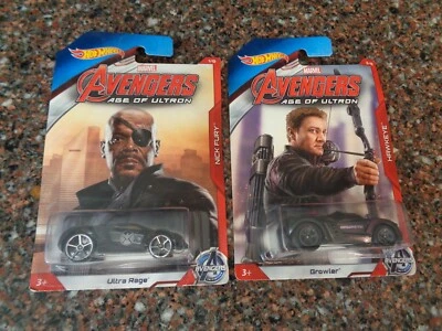 Hot Wheels 2014 Avengers Cars Lot 2 Hawkeye Growler, Nick Fury Ultra Rage New - Image 1 of 4