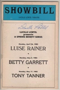 Lucille Lortel SIGNED Playbill 1982 Benefit: Luise Rainer, Betty Garrett - Picture 1 of 4