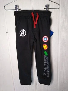 Marvel Avengers Jogger Sweatpants Boys Youth Sz 4 Black Logo Spell Out NWT - Picture 1 of 8