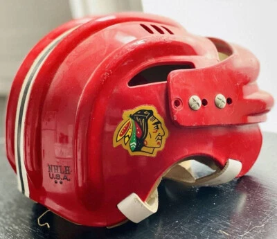 Vintage 60s 70s Chicago Blackhawks Rawlings Youth Helmet NHLH USA Made Hockey - Image 1 of 4