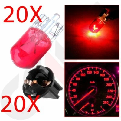 Bombilla halógena 20 piezas cuña roja T10 194 + enchufes para tablero de instrumentos luz Foto 1 de 4