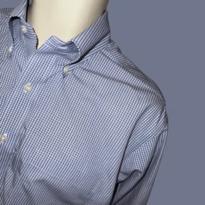 Camisa con botones Brooks Brothers Madison azul/gris a cuadros sin hierro talla 16,5 #56 - Imagen 1 de 4