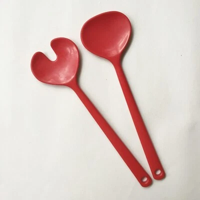 Rosti Mepal Red Melamine Plastic Salad Servers Serving Utensils - Image 1 of 4