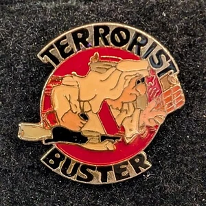 Vintage Enamel TERRORIST BUSTER Hat Pin Size 1" Diameter - Picture 1 of 1