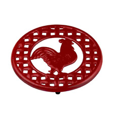 Rooster Cast Iron Trivet in Red