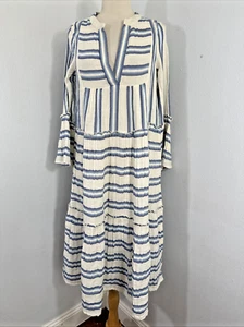 Faherty Midi Dress Womens XS Stripe Gauze Vida Tiered Nautical Coastal Beachy - Picture 1 of 9