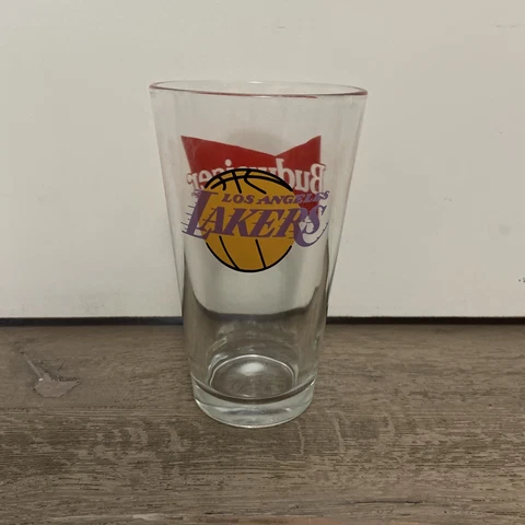 Vintage Los Angeles Lakers Budweiser Beer Pint Glass - Kobe Era Promo Glass Cover