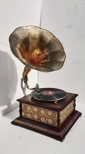 Vintage Enregistrement Travail Lecteur Gramophone Phonographe Antique Viny - Photo 1/12