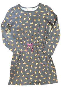 Hannah Anderson 130 Gray Long Sleeved Dress Birds Gray Pink - Picture 1 of 5