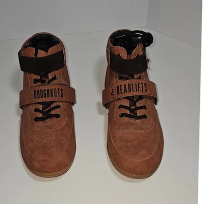 Sapatos de levantamento de peso Doughnuts Deadlifts marrom W7 M9 com cadarço gancho e laço - Imagem 1 de 4