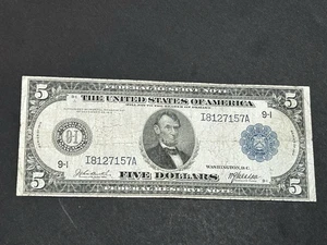 1914 $5 Federal Reserve LARGE Note US Bill LOW Shipping!!! - Picture 1 of 2