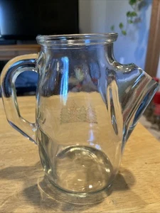 Vintage Painted Wheaton Snub Nose Clear Thick Glass Handled Candy Jar Pitcher - Picture 1 of 5