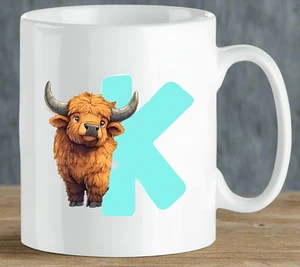 Personalised Highland Cow Mug - Initial - Picture 1 of 3