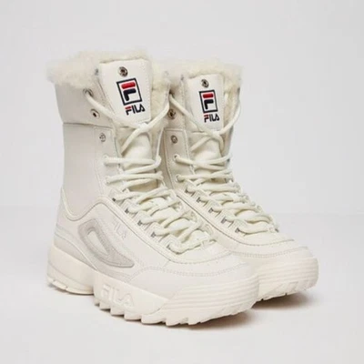 Botas FILA Disruptor Puño de Oveja Crema Gruesa Plataforma Con Cordones Talla 7 Foto 1 de 4