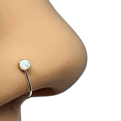 Bracciale naso clip opale 2 mm naso opale bianco AB 925 argento sterling... - Immagine 1 di 4