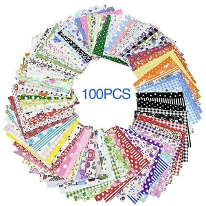 100x Patchwork Squares Fabric Charm Packs Quilting Designs Machine Cut Remnants - Picture 1 of 12