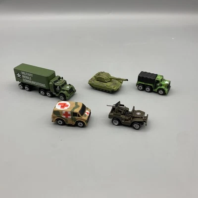 Vintage 1980s Galoob Micro Machines Military Lot Of 5 Truck Semi Van Tank Jeep - Image 1 of 4